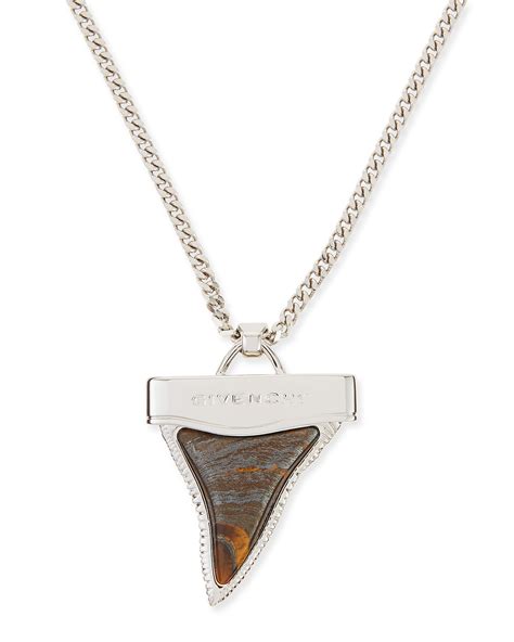 Givenchy Silvertone Shark Tooth Necklace with Tiger Iron, 36